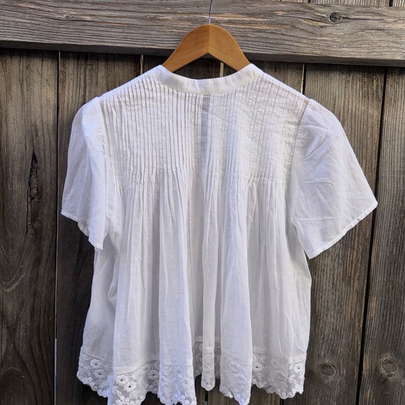 J. Crew Lace-trim pintuck top in cotton voile Size XS - Picture 15 of 16
